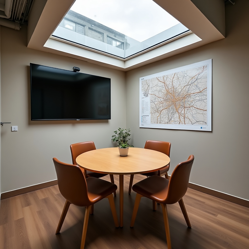 Meeting room at the Mihuco Sagosu office used for relocation planning calls with HR contacts